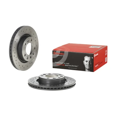 Afbeelding van BREMBO 09.C657.1X Remschijf 266 22 5 geperforeerd/interne ventilatie Gecoat High carbon Met schroeven PEUGEOT: 308 SW 2, II Hatchback