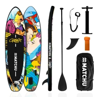 Afbeelding van Matchu Sports SUP board Designed by Bustart Limited collection ART Stand up paddle 320x81x15 Opblaasbaar Premium kwaliteit