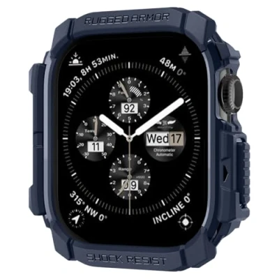 Afbeelding van Spigen Rugged Armor beschermhoes compatibel met Apple Watch serie 10 46 mm (2024) marineblauw