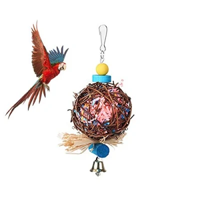Afbeelding van Natuurlijke rotan shredder speelgoed voor papegaai, parkiet, valkparkiet, conure