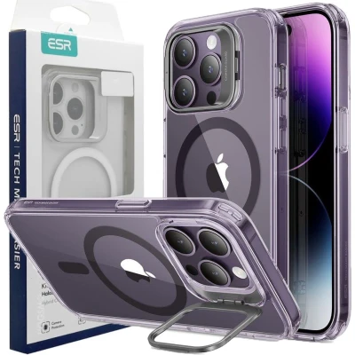 Afbeelding van ESR Classic Kickstand Telefoonhoesje geschikt voor Apple iPhone 14 Pro Hardcase Backcover Hoesje MagSafe Compatible Paars