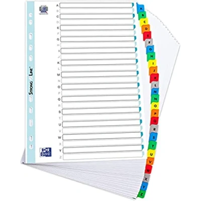 Afbeelding van OXFORD 20 x alfabetische scheidingsbladen, A4XL, 26 posities, kaartdikte 170 g, wit