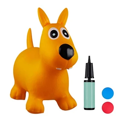 Afbeelding van Relaxdays Skippy dier hond skippybal kinderen tot 50 kg springdier versch. kleuren geel