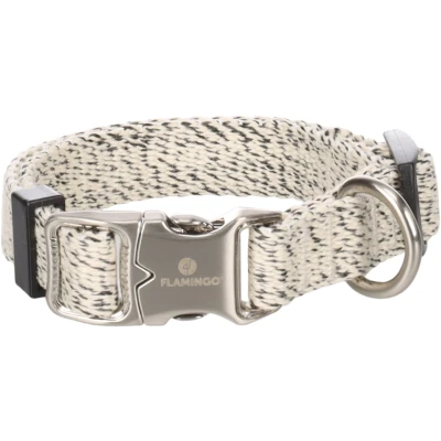 Afbeelding van Linnen halsband hond wit zwart