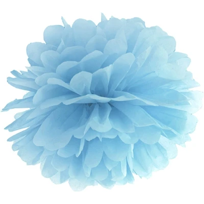 Afbeelding van PARTYDECO Blauwe papieren pompon decoratie
