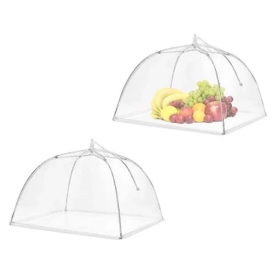 Afbeelding van Roysmart Vliegenkap van gaas, voor levensmiddelen, opvouwbaar, vliegenbescherming, fruit, barbecue, 2 stuks