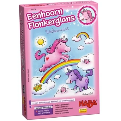 Afbeelding van Dobbelspel Eenhoorn Flonkerglans De Wolkenschat Haba +3jr