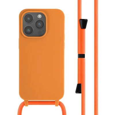 Afbeelding van iMoshion hoesje Geschikt voor iPhone 14 Pro met koord Siliconen Oranje
