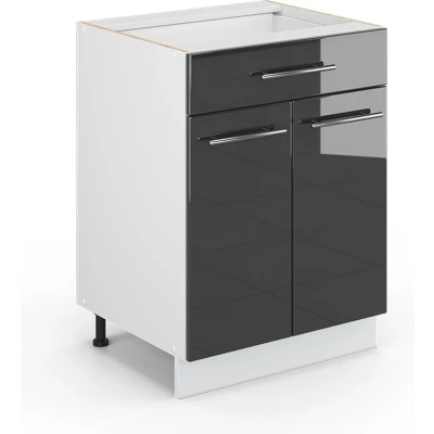 Afbeelding van Vicco Badkamerkast Fame Line, Antraciet Hoogglans/Wit, 60 x 81.6 cm met lade, zonder werkblad