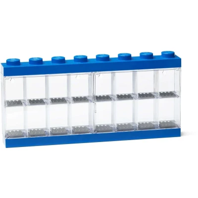 Afbeelding van LEGO Vitrine voor Minifigures 16 Vakken Stapelbaar Ophangbaar RechthoekBlauw