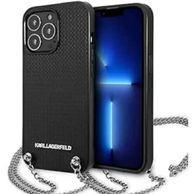 Afbeelding van Karl Lagerfeld Textured Back Case met Chain Geschikt voor Apple iPhone 13 Pro (6.1&quot;) Zwart