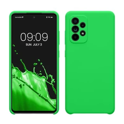 Afbeelding van kwmobile telefoonhoesje geschikt voor Samsung Galaxy A52 / 5G A52s Hoesje met siliconen coating Smartphone case in neon groen