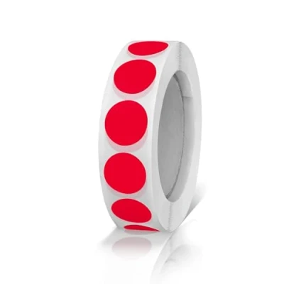 Afbeelding van Set van 1000 ronde stickers 13 mm rood kleine plakpunten kleurgecodeerd weerbestendig