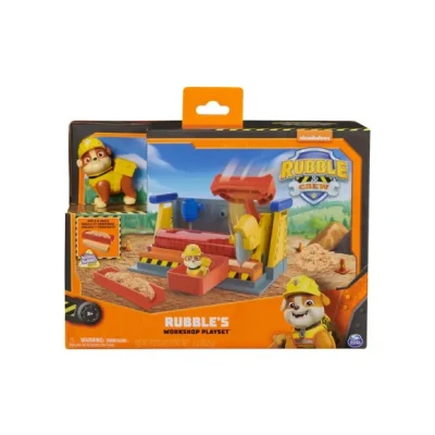 Afbeelding van Rubble &amp; Crew Rubble&#039;s Werkplaats speelset met figuurtje en 85 g Kinetic Build It speelzand