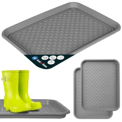 Afbeelding van KOTARBAU® Set van 2 afdruipbakken voor schoenen, 38 x 50 cm, grijs, kunststof, de winter