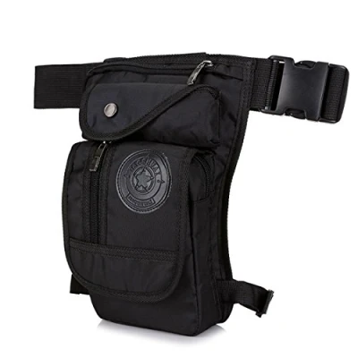Afbeelding van Xieben nylon beentas voor dames en heren, motorfiets, fiets, reis, outdoor, camping, wandelen, zwart