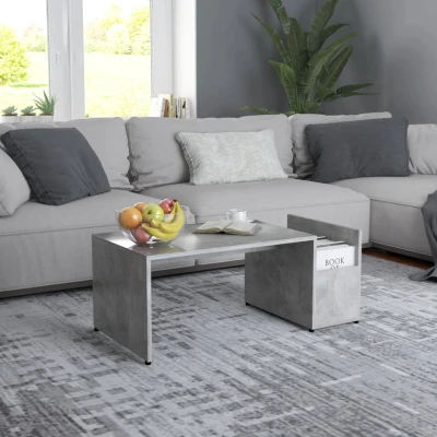Afbeelding van Salontafel 90x45x35 cm bewerkt hout betongrijs
