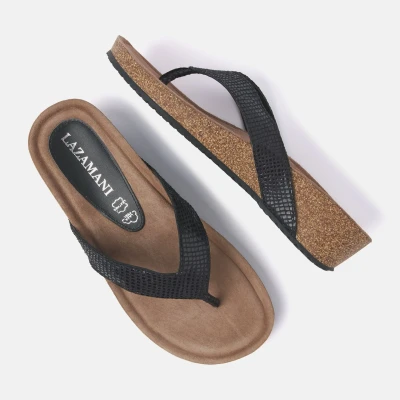 Afbeelding van 75.485 Slippers Dames Wedge Black 990 37 Zwart
