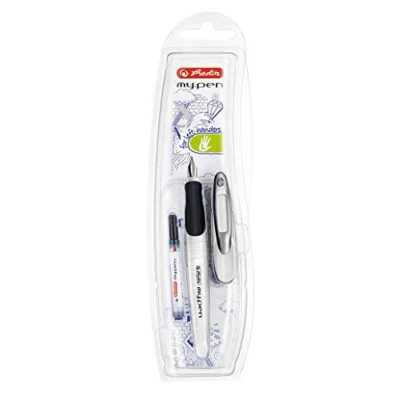Afbeelding van Herlitz 10999795 schoolvulpen (met cartridge) voor linkshandigen, wit/zwart