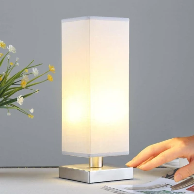 Afbeelding van Lindby Tafellamp 1licht stof, metaal H: 35 cm E14 grijs, gesatineerd nikkel