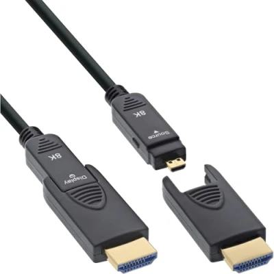 Afbeelding van InLine HDMI AOC kabel, Ultra High Speed 8K4K, zwart, 10m (10 m, HDMI), Videokabel