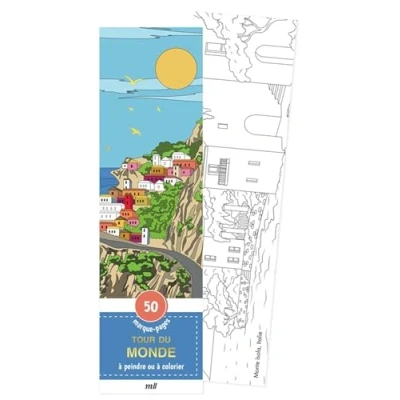 Afbeelding van TOUR DU MONDE 50 MARQUE PAGES A PEINDRE OU COLORIER