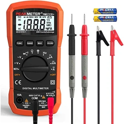 Afbeelding van Digitale multimeter met automatische selectie, AC/DC spanningstester ampère ohm, multifunctionele tester weerstand, doorgang, capaciteit, frequentie en diode, data hold NCV