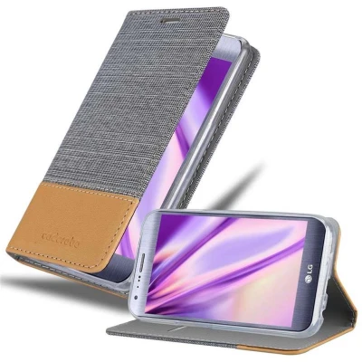 Afbeelding van Cadorabo Hoesje geschikt voor LG X CAM in LICHTGRIJS BRUIN Beschermhoes met magnetische sluiting, standfunctie en kaartvakje Book Case Cover Etui