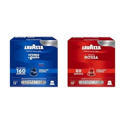 Image de Café Lavazza 240 Capsules compatibles Nespresso, mélanges assortis (Crema&amp;Gusto, Qualità Rossa)