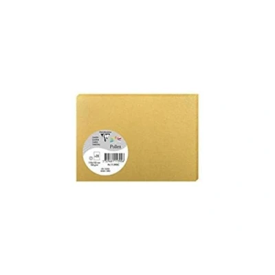 Afbeelding van Clairefontaine 111390C verpakking met 25 afzonderlijke kaarten formaat C6 (11 x 15,5 cm) 210 g/m² goudkleurig, uitnodigingskaarten voor evenementen en overeenstemming, stuifmeel serie, premium papier, glad