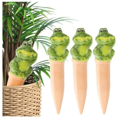 Afbeelding van COM FOUR® 3x automatische bewatering voor kamerplanten waterdispenser planten kleikegels het bewateren van bloemen hydrospikes (03 stuks kikkers)