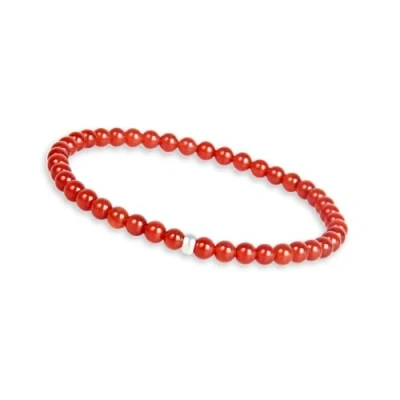 Afbeelding van parelarmband voor dames met echte natuurstenen en parel van 925 zilver, edelsteenarmband, kralen, 4 mm, Cornaline