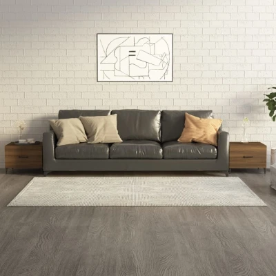 Afbeelding van Salontafels 2 st met metalen poten 50x50x40 cm bruineikenkleur