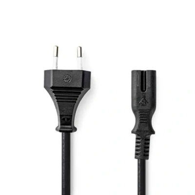 Afbeelding van Stroomkabel Euro Male IEC 320 C7 Recht Vernikkeld 0.50 m Plat PVC Zwart