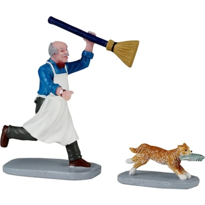 Afbeelding van Lemax Feline Fish Thief Set van 2