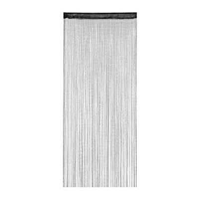 Afbeelding van Relaxdays draadgordijn glitters 90 x 245 cm inkorten tunnel voor deuren &amp; ramen zwart