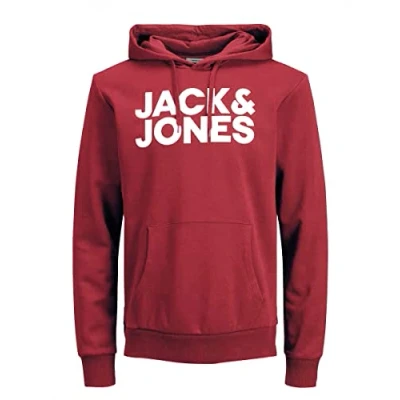 Afbeelding van JACK &amp; JONES Jjecorp Logo Noos Hoodie voor heren (1 stuk), Rio rood/wit bedrukt