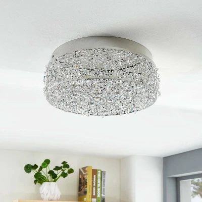 Afbeelding van Lucande LED plafondlamp 1licht metaal, glas H: 13 cm chroom, helder Inclusief lichtbron