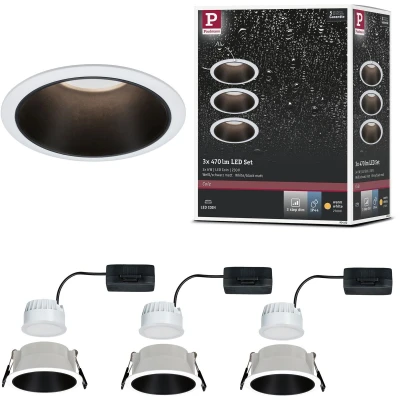 Afbeelding van Paulmann 93402 Cole Coin Inbouwlamp Set van 3 stuks LED 6 W Wit, Zwart