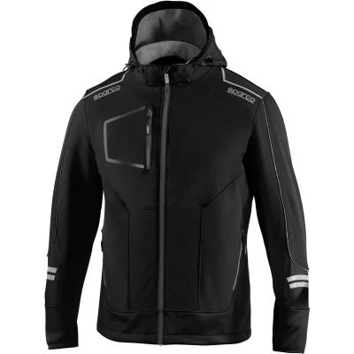 Afbeelding van Sparco Tech Softshell Waterdichte, reflecterende en versterkte jas met polar fleece voering Maat XL Zwart/Grijs