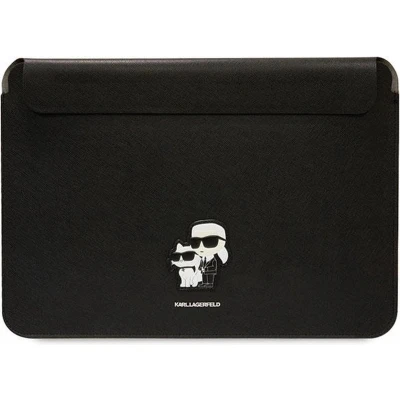 Afbeelding van Karl Lagerfeld sleeve geschikt voor MacBook Air 13&#039;&#039; (M2/M3)/MacBook Pro/MacBook Pro/MacBook/MacBook/MacBook Zwart Kunstleer