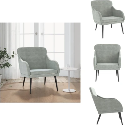 Afbeelding van Fauteuil 63x76x80 cm fluweel lichtgrijs