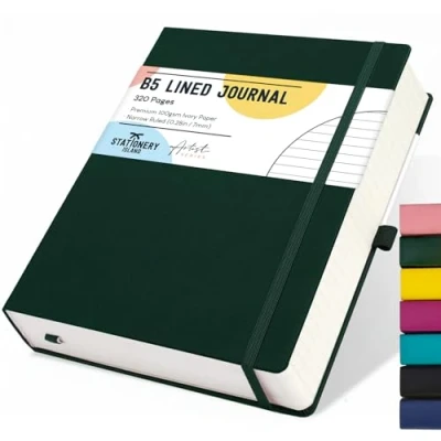 Afbeelding van Stationery Island Notitieboek B5, gelinieerd, 320 pagina&#039;s, gestreept dagboek met 100 g/m² hardcover om te schrijven, werken, studeren, agenda