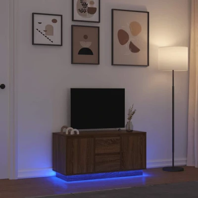 Afbeelding van vidaXL Tv meubel met LED verlichting 100x41x50 cm bruin eikenkleur