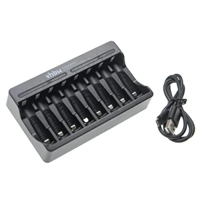Afbeelding van vhbw oplader voor batterijen met 8 klemmen, compatibel oplaadbare AA/AAA batterijen, Li Ion, micro USB
