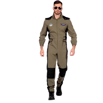 Afbeelding van Wilbers &amp; Piloot Luchtvaart Kostuum Maverick Top F35 Straaljager Man Grijs Maat 52 Carnavalskleding Verkleedkleding