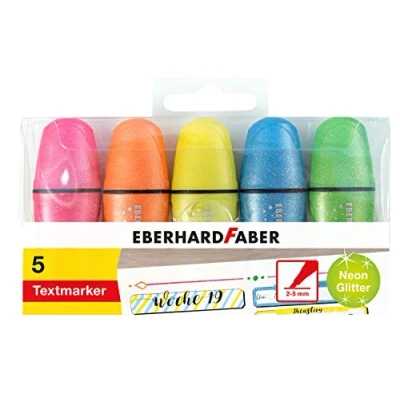 Afbeelding van Markeerstift mini glitter neon etui 5st.