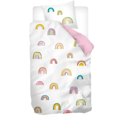 Afbeelding van Snoozing Annelois Dekbedovertrek Flanel Junior 120x150 cm + 1 sloop) Wit/Roze