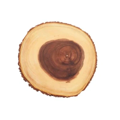 Afbeelding van Artesa houten serveerschaal, vleeswarenplank voor aperitieven of kaasplaat met natuurlijk design, boomschors en schorsranden, 21 cm, 1 stuk
