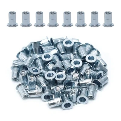 Afbeelding van CCLIFE 60 stuks M4 klinkmoeren en blindklinkmoeren 9 mm x 11 mm, verzinkt koolstofstaal ideale bevestiging voor staal, glasvezel kunststof
